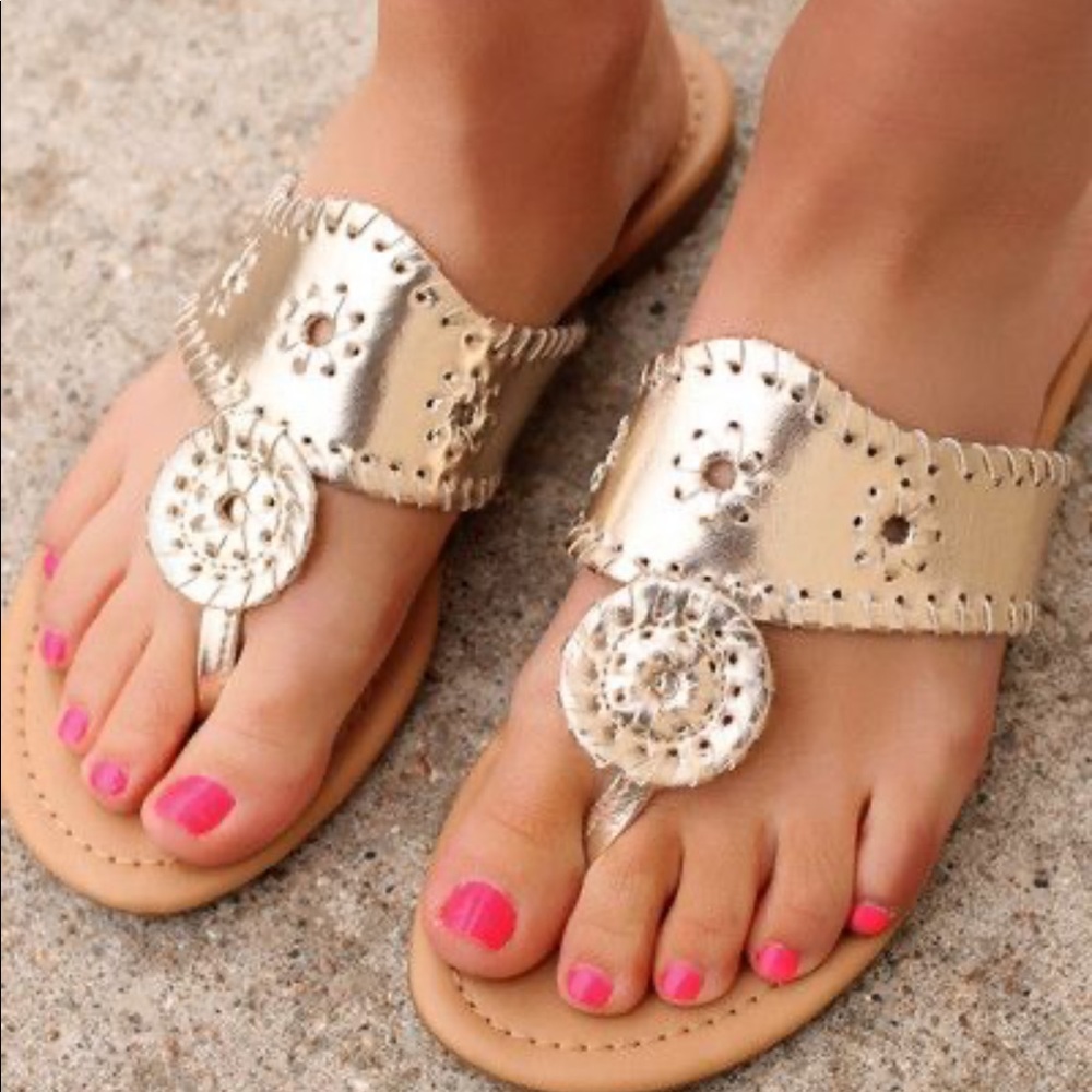 Jack Rogers Hamptons Sandal - Gold size 10